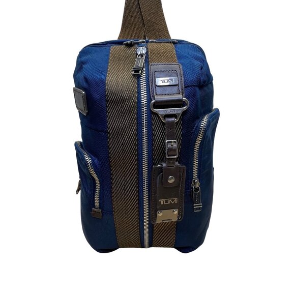 Tumi womens Blue Nylon Adjustable Strap Multiple Pockets Crossbody Sling Bag - Picture 1 of 13